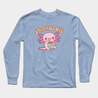 Funny Snaxolotl Axolotl Munching On Potato Chips Long Sleeve T-Shirt